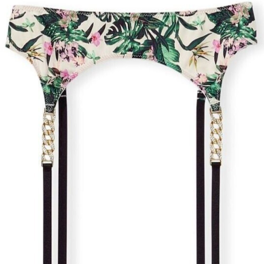 Victoria's Secret Tropical Gold Bling Chain Garter Belt NWT
